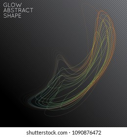 Abstract tangled threads shape isolated on transparent black background. Bright colorful gradient blend creates liquid motion with transparent glow. Energy power plasma with futuristic edge blur 
