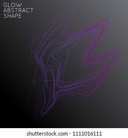 Abstract tangled threads shape isolated on transparent black background. Bright colorful gradient blend creates liquid motion with transparent glow. Energy power plasma with futuristic edge blur 