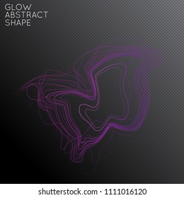 Abstract tangled threads shape isolated on transparent black background. Bright colorful gradient blend creates liquid motion with transparent glow. Energy power plasma with futuristic edge blur 