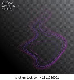 Abstract tangled threads shape isolated on transparent black background. Bright colorful gradient blend creates liquid motion with transparent glow. Energy power plasma with futuristic edge blur 