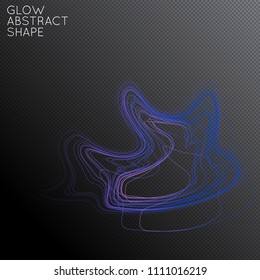 Abstract tangled threads shape isolated on transparent black background. Bright colorful gradient blend creates liquid motion with transparent glow. Energy power plasma with futuristic edge blur 