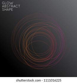 Abstract tangled threads shape isolated on transparent black background. Bright colorful gradient blend creates liquid motion with transparent glow. Energy power plasma with futuristic edge blur 