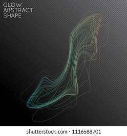 Abstract tangled threads shape isolated on transparent black background. Bright colorful gradient blend creates liquid motion with transparent glow. Energy power plasma with futuristic edge blur