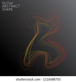 Abstract tangled threads shape isolated on transparent black background. Bright colorful gradient blend creates liquid motion with transparent glow. Energy power plasma with futuristic edge blur