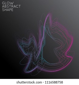 Abstract tangled threads shape isolated on transparent black background. Bright colorful gradient blend creates liquid motion with transparent glow. Energy power plasma with futuristic edge blur