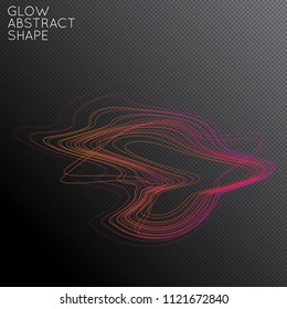 Abstract tangled threads shape isolated on transparent black background. Bright colorful gradient blend creates liquid motion with transparent glow. Energy power plasma with futuristic edge blur