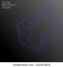 Abstract tangled threads shape isolated on transparent black background. Bright colorful gradient blend creates liquid motion with transparent glow. Energy power plasma with futuristic edge blur