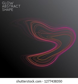 Abstract tangled threads shape isolated on transparent black background. Bright colorful gradient blend creates liquid motion with transparent glow. Energy power plasma with futuristic edge blur