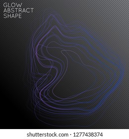 Abstract tangled threads shape isolated on transparent black background. Bright colorful gradient blend creates liquid motion with transparent glow. Energy power plasma with futuristic edge blur