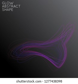 Abstract tangled threads shape isolated on transparent black background. Bright colorful gradient blend creates liquid motion with transparent glow. Energy power plasma with futuristic edge blur