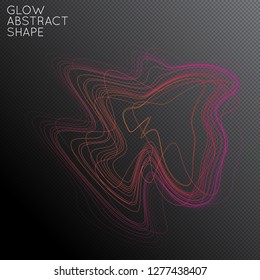 Abstract tangled threads shape isolated on transparent black background. Bright colorful gradient blend creates liquid motion with transparent glow. Energy power plasma with futuristic edge blur