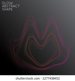 Abstract tangled threads shape isolated on transparent black background. Bright colorful gradient blend creates liquid motion with transparent glow. Energy power plasma with futuristic edge blur