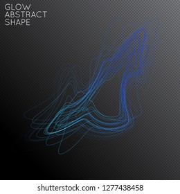 Abstract tangled threads shape isolated on transparent black background. Bright colorful gradient blend creates liquid motion with transparent glow. Energy power plasma with futuristic edge blur