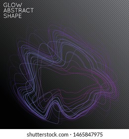 Abstract tangled threads shape isolated on transparent black background. Bright colorful gradient blend creates liquid motion with transparent glow. Energy power plasma with futuristic edge 