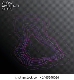 Abstract tangled threads shape isolated on transparent black background. Bright colorful gradient blend creates liquid motion with transparent glow. Energy power plasma with futuristic edge 