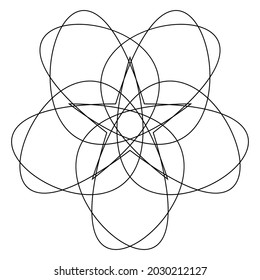 Abstract tangled, twine, intersecting lines mandala, motif, lotus shape, icon