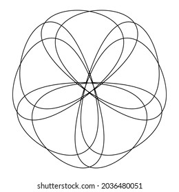 Abstract tangled, twine, intersecting lines mandala, motif, lotus shape, icon