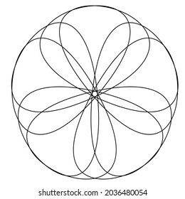 Abstract tangled, twine, intersecting lines mandala, motif, lotus shape, icon