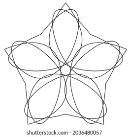 Abstract tangled, twine, intersecting lines mandala, motif, lotus shape, icon