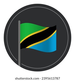 Resumen Icono plano de la bandera de Tanzania en círculo aislado en fondo blanco