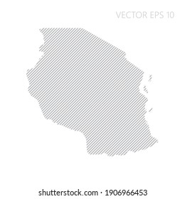Resumen del mapa de Tanzania con líneas diagonales grises. Mapa de franjas de Tanzania. Ilustración del vector EPS10.