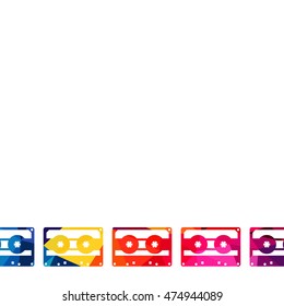 Abstract tape cassette colorful low-poly background, vector illustration