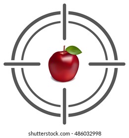 Abstract target icon with apple. Target icon Image. Flat target icon. Target icon goal vector illustration