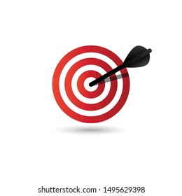 icono de destino vectorial, icono de marketing de destino, icono de destino comercial, con colores rojo blanco y negro 
