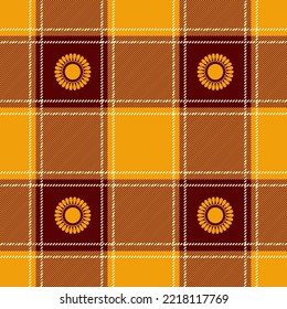 abstract tartan check seamless pattern and flower, fashion artwork for print, fabric, textile, clothes,  scarf, shawl, carpet, bag and other things