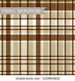 Abstract Tartan plaid. Striped pattern with vertical and horisontal lines.  Scottish pattern in brown, white and beige cage. Scottish cage.