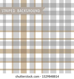 Abstract Tartan plaid. Striped pattern with vertical and horisontal lines.  Scottish pattern in grey, white and brown cage. Scottish cage.