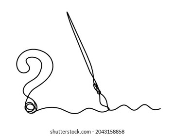 Abstract tassel and question mark as line drawing on white background. Vector