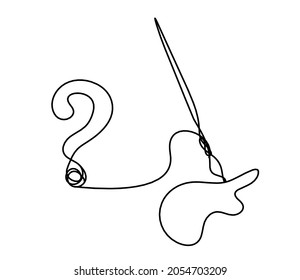 Abstract tassel and question mark as line drawing on white background. Vector