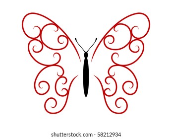 Abstract tattoo butterfly - vector illustration