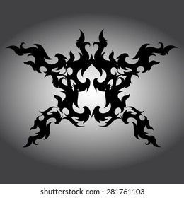 Abstract tattoo design on a gray background.