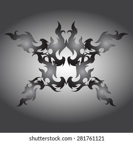 Abstract tattoo design on a gray background.