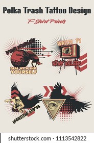 Abstract Tattoo Designs with TV, Bug, Ravens and Astronaut