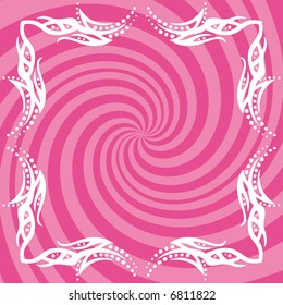 abstract tattoo element with pink retro twirl background (vector)
