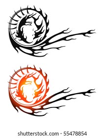 abstract tattoo with human face vector illustration isolated on white background