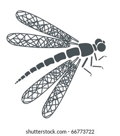 abstract tattoo -  insect dragonfly on white background