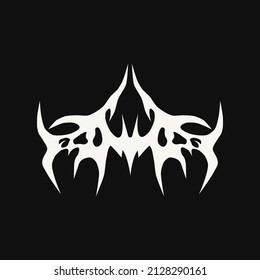 Abstract tattoo sketch. Artistic death metal logo design. White illustration in Metalcore style on a black background.