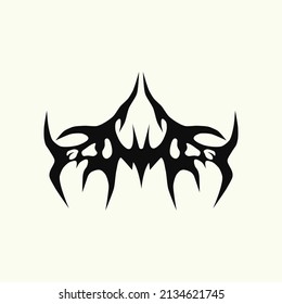 Abstract tattoo sketch. Artistic death metal logo design. Black illustration in Metalcore style on a white background.