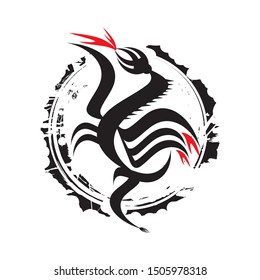 Abstract Tattoo vector design. Dragon.
