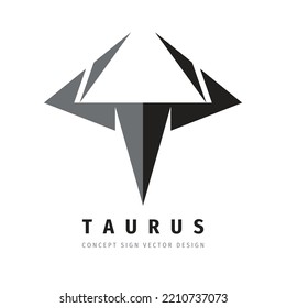 Resumen de la ilustración de la plantilla de la plantilla del logotipo del vector del taurus. Señal de búfalo. Icono de cabeza de toro. Elemento de diseño gráfico. 