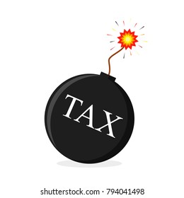 Abstract Tax bom icon in flat design. Vector illustration. Concept of taxation, isolated on white background