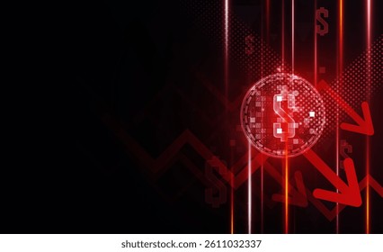 Abstract Tax increases weaken the dollar Light out technology background Hitech communication concept innovation background,  vector design