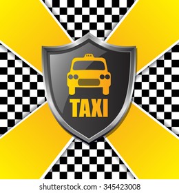 Abstract taxi background design with dark shield  and yellow stripes