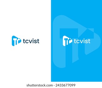 Diseño abstracto del logotipo de TC, diseño del logotipo del icono del reproductor de TC