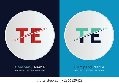 Abstract TE letter logo design template. Vector Logo Illustration.