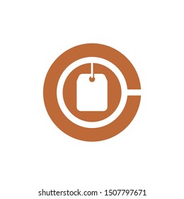 Abstract tea bag and cup logo design vector template. Modern letter C logo for tea shop